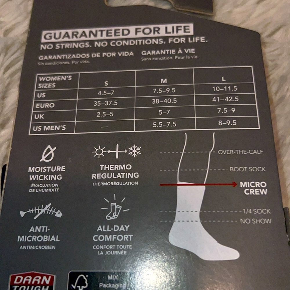 DARN TOUGH HIKE/TREK CREW SOCKS - Picture 2 of 4